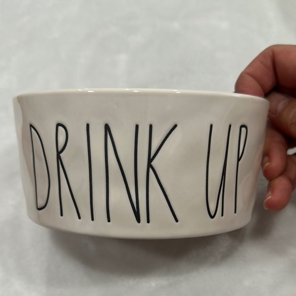 Rae Dunn Artisan Collection “Drink Up” red ceramic pet bowl 6” - Picture 2 of 7